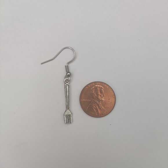 Miniature Fork Earrings - Picture 8 of 8